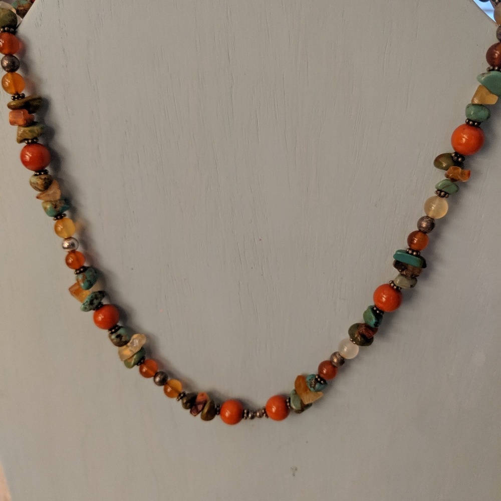 Multi color stone necklace